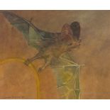 AR LEONARD ROSSOMAN, OBE, RA (1913-2012) "Study: Bat on a lamp, Meru, Kenya" watercolour, signed and