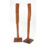 Pair of 20th century wooden sculptures, King and Queen, both approx 97cms high (2)