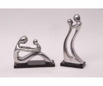 MODERN SCHOOL (20th century) Figurative studies pair of chromium sculptures (2)