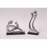 MODERN SCHOOL (20th century) Figurative studies pair of chromium sculptures (2)