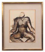 AR TOM MERRIFIELD (born 1932) "Male Swimmer" ink and watercolour, signed, dated 90 and inscribed