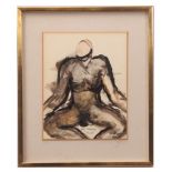 AR TOM MERRIFIELD (born 1932) "Male Swimmer" ink and watercolour, signed, dated 90 and inscribed