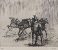 AR JACQUES BROWN (1918-1991) Horse racing scene black and white etching, signed and inscribed "A/