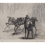AR JACQUES BROWN (1918-1991) Horse racing scene black and white etching, signed and inscribed "A/