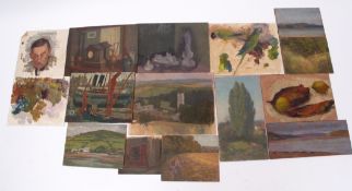 AR RONALD BENHAM, RBA, NEAC (1915-1993) Landscape studies etc group of fifteen oils on board/