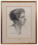 AR GERALD ALFRED COOPER, ARCA (1898-1975) Portrait of Miss Freda Cooper charcoal drawing, signed and
