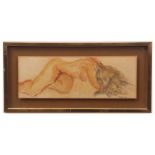 AR TOM MERRIFIELD (born 1932) Female nude watercolour, signed and dated 78 lower right 14 x 39cms