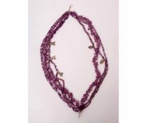 Vintage Mexican seven strand amethyst necklace, a design with various irregular shaped natural