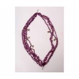 Vintage Mexican seven strand amethyst necklace, a design with various irregular shaped natural