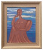 AR MENACHEM GUEFFEN (BORN 1930) "Woman by the Sea" oil on canvas, signed lower left 30 x 24cms