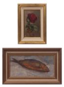 AR RONALD BENHAM, RBA, NEAC (1915-1993) Still Life study of a fish oil on board 13 x 28cms