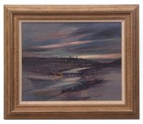 AR ERIC AULD (1931-2013) "Aberdeen Skyline" oil on board, signed and dated 95 lower right 32 x 40cms