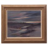 AR ERIC AULD (1931-2013) "Aberdeen Skyline" oil on board, signed and dated 95 lower right 32 x 40cms
