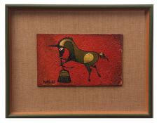 AR KITTO (20th century) Dancing horse oil on panel, signed and dated 61 lower left 15 x 25cms