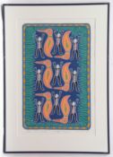AR SALLY MORGAN (born 1951) "Men and Ducks" coloured print, signed, numbered 19/50 and inscribed "