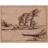 AR WILLIAM PALMER ROBINS, SWE, RE (1882-1959) "Wind after Rain" proof etching, signed in pencil to