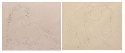 AR HANS ERNI (1909-2015) Horse studies two pen and ink drawings, both signed and dated 52 22 x 27cms