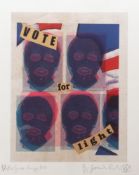 AR JAMIE REID (born 1947) "Vote for Light" coloured screen print, signed, numbered 16/50 and