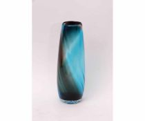 Large cylindrical Murano glass vase decorated with shades of blue, 42cms high