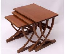 Set of three mid-century teak nesting tables by Nathan Furniture, graduated sizes