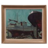 AR WILLIAM RONALD COURTENEY (1922-2011) Dockyard oil on board, signed and dated 1960 top left 50 x