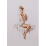 AR JONATHAN R GILKES (contemporary) Seated female nude artist's coloured proof with publisher's