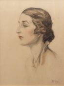 AR OLIVE SNELL (circa 1888-1962) Portrait of Lady Barlow, nee Diana Helen Kemp pencil and