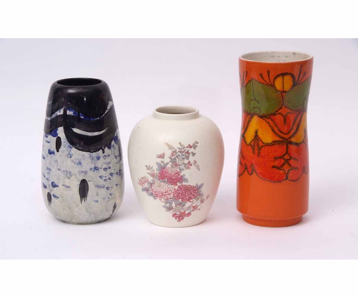Group of two Poole Pottery 20th century vases, together with an unusual studio pottery Burslem