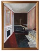 AR MODERN SCHOOL (20th century) "The Bath House Hotel" oil on canvas 90 x 67cms