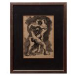 AR JACQUES LIPSHITZ (1891-1973) "Wrestlers" pen, ink and wash, signed top left 22 x 15cms