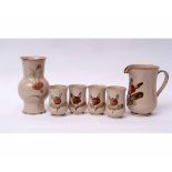 Mid-20th century Royal Doulton Studio Pottery lemonade set and vase decorated by Agnete Hoy, the