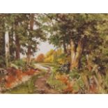 AR PAMELA DAVIS, VPRMS, SWA, FSBA (20th century) "Woodland walk" watercolour, signed lower right