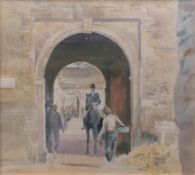 AR LEIGH PARRY (born 1919) "Stable arch, Badminton" watercolour, signed lower left 49 x 56cms