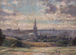 AR DAVID BIRCH, ROI (born 1945) "Norwich" oil on board, signed lower right 45 x 60cm Provenance: