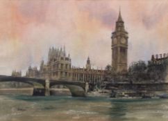 AR MATT BRUCE (1915-2000) Big Ben and Houses of Parliament watercolour, signed lower left 53 x 73cms