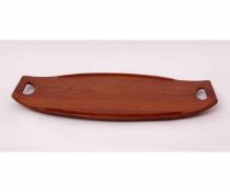 Mid-century Dansk teak surf-board tea tray, designed by Jens Quistgaard, 60cms x 30cms