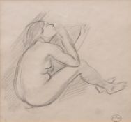 AR AMBROSE MCEVOY (1878-1927) Seated female nude pencil drawing, signed with studio stamp lower