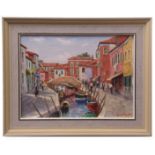 AR ERNEST KNIGHT (1915-1995), "Burano" oil on canvas, signed lower right 29 x 39cms