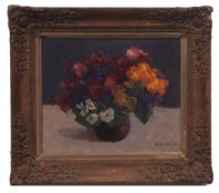 AR RONALD BENHAM, RBA, NEAC (1915-1993) Still Life study of mixed flowers in a vase oil on canvas,