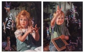 AR BOB BYERLEY (born 1941) "From one to ten" pair of prints on canvas, both signed and numbered