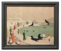 AR PAMELA CORNELL (1928-1987)'Feeding the Seals'oil on canvas, signed twice lower right62 x 74cm