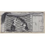 AR COLIN SELF (born 1941) Two rabbits in a hutch pencil and wash drawing, signed and dated 29/7/2002