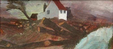 AR TESSA NEWCOMB (born 1955) "Storm damage" oil on board, initialled and dated 88 lower right 10 x