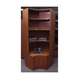 Retro G-Plan corner semi-circular shelf unit, 200cms high