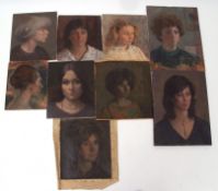 AR RONALD BENHAM, RBA, NEAC (1915-1993) Portrait studies group of nine oils on board/canvas assorted