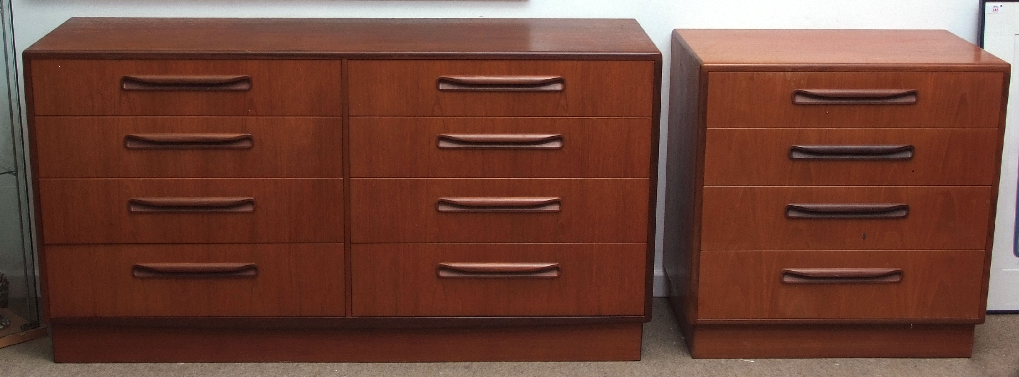 G-Plan Fresco mid-century 8-drawer teak dresser, together with G-Plan Fresco 4-drawer chest,