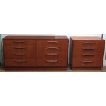 G-Plan Fresco mid-century 8-drawer teak dresser, together with G-Plan Fresco 4-drawer chest,