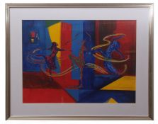 AR ELIZABETH H TOZER (20th century) "Dance rhythms II" mixed media, signed lower right 52 x 72cms