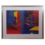 AR ELIZABETH H TOZER (20th century) "Dance rhythms II" mixed media, signed lower right 52 x 72cms