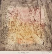 AR CHRIS ORR (born 1943), "12 Angry Men" coloured etching, signed, dated 1996 and inscribed with